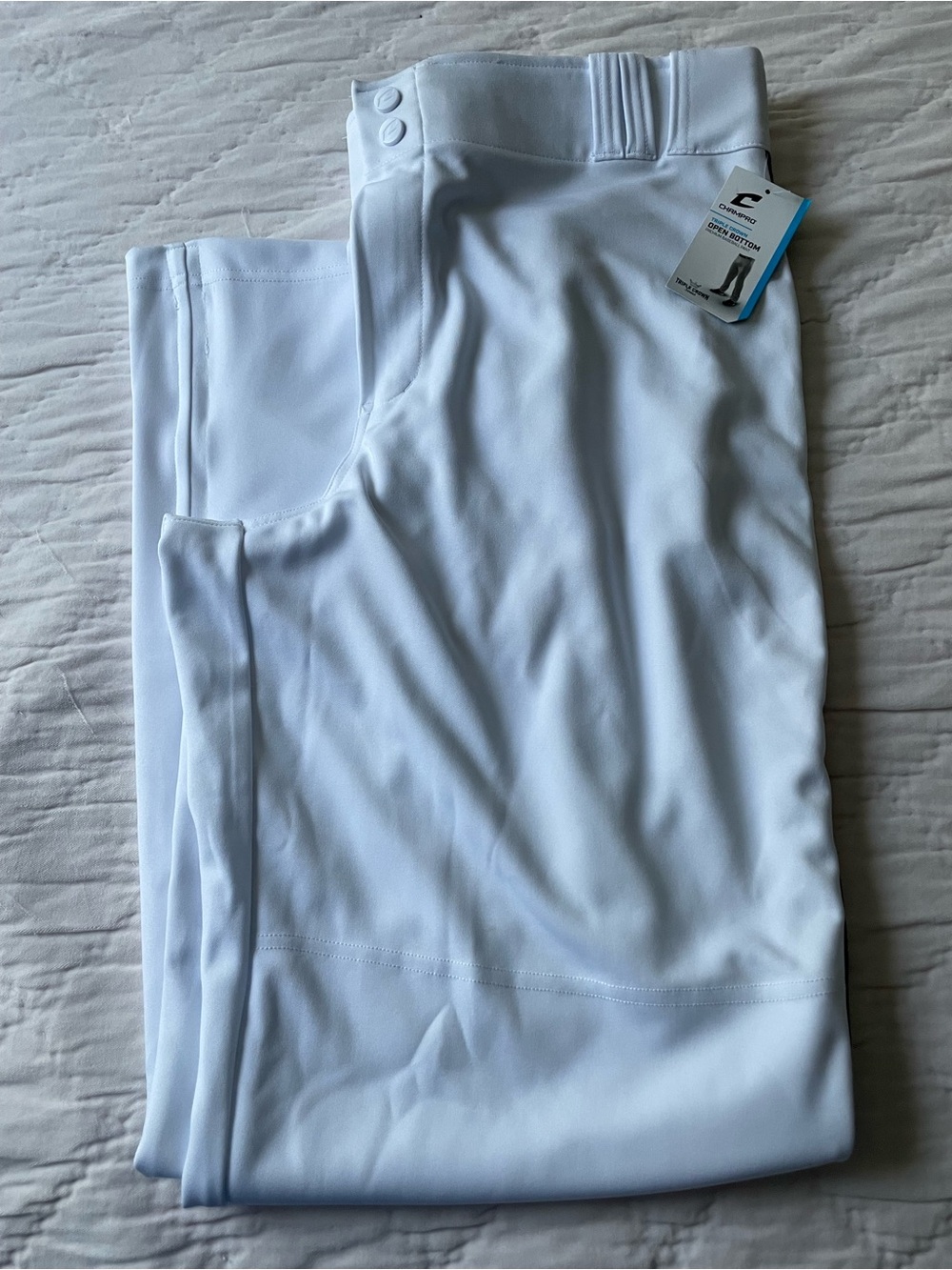 Men's White Baseball Pants with Elastic Waistband